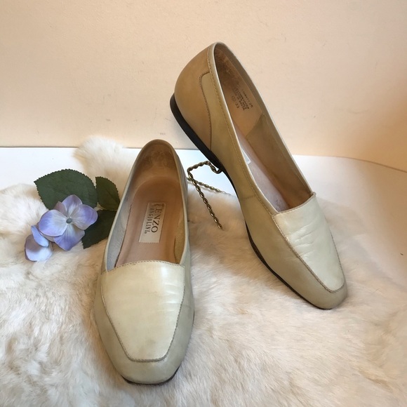 Vintage Leather Flats 8M Tan Taupe square toe - Picture 2 of 12